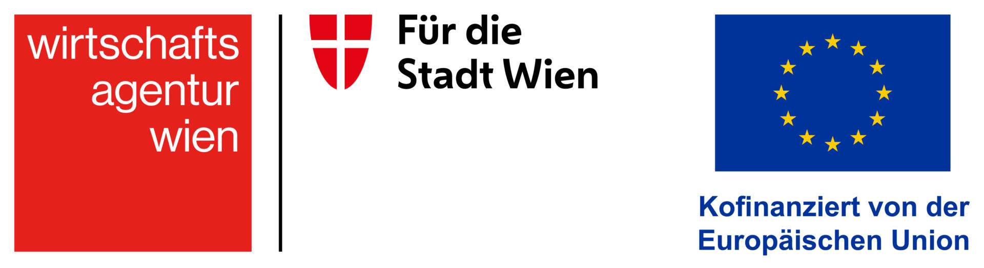 Logos des Wirtschaftsagentur Wien. Für die Stadt Wien und Kofinanziert von der Europäischen Union