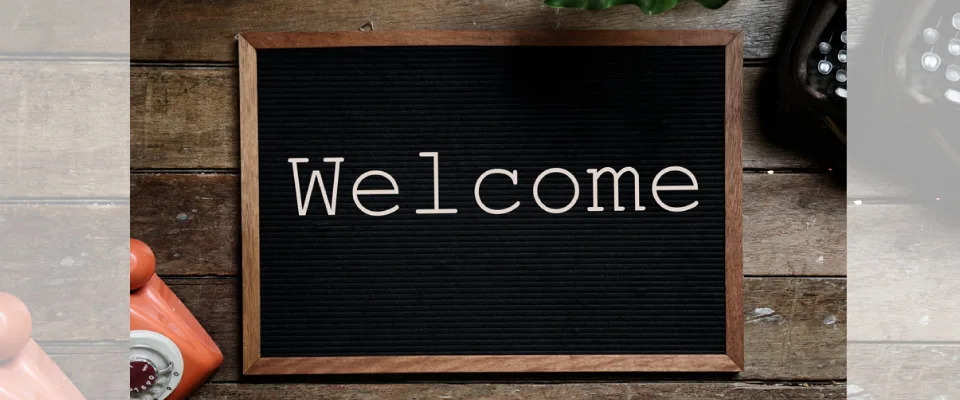 Kreidetafel mit "Welcome"