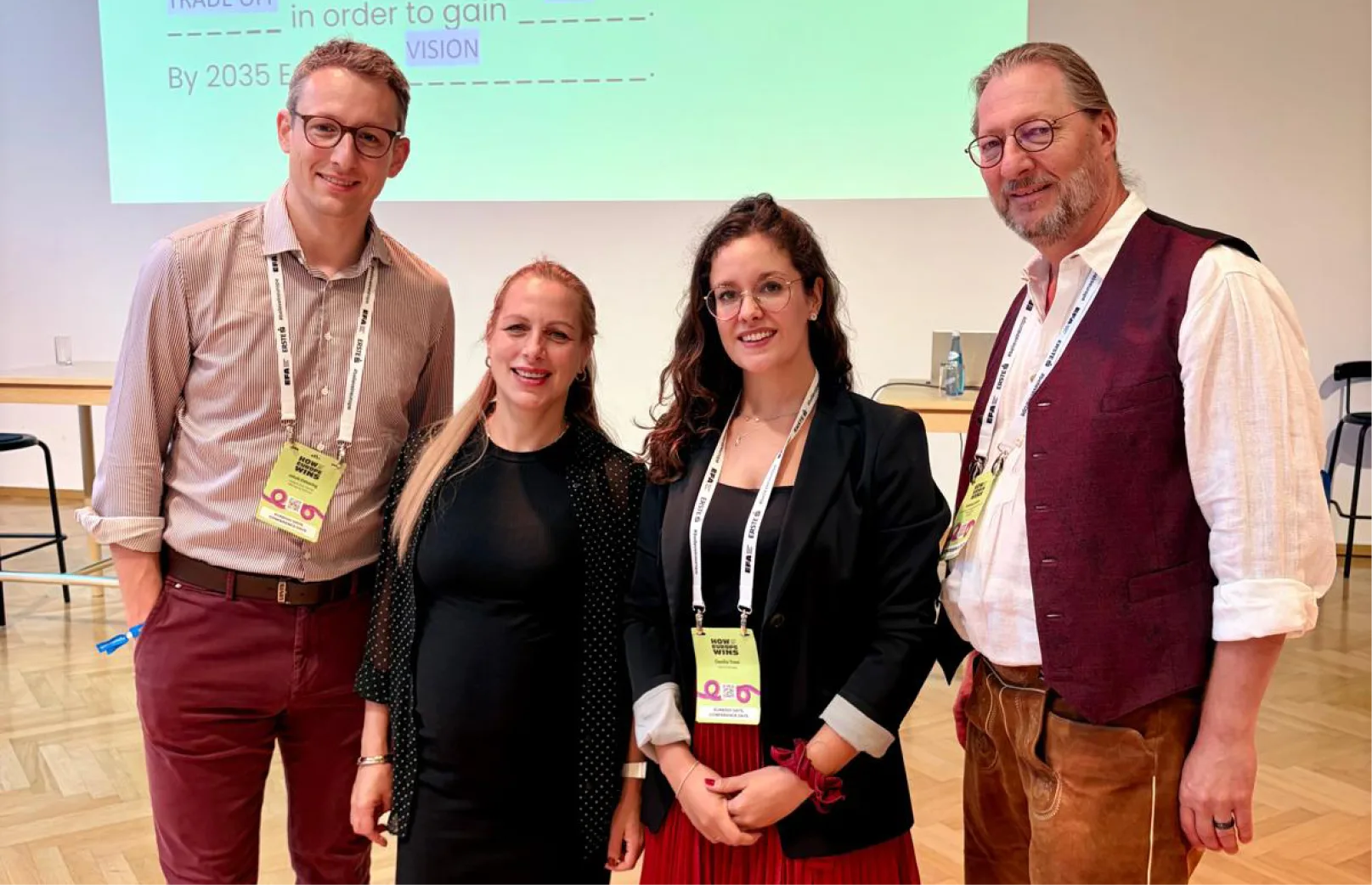 Jakob Detering, Alexis Eremia and two organizers at the European Alpbach Forum